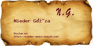Nieder Géza névjegykártya
